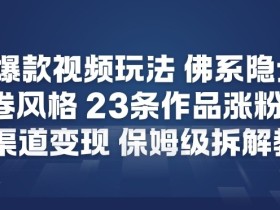 26年爆款短视频玩法,佛系隐士玩法,反内卷视频风格,23条作品涨粉12W,多渠道变现
