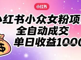 小红书小众女粉项目，全自动成交，单日收益多张