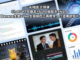 AI电影大师课：ChatGPT写脚本+Suno做配乐+Nano Banana生图+Veo生视频，打造爆款短片