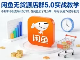 闲鱼无货源店群5.0实战教学，不补单，不投流，每天5小时，在闲鱼卖了几万单，每月5k到7k的净利润