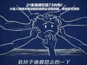 21条视频狂揽73W粉！火柴人情绪共鸣动画短视频全流程拆解，快速起号涨粉