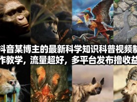 抖音60W粉丝博主最新科学知识科普视频制作教学，流量超好，多平台发布撸收益