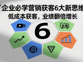 企业必学营销获客6大新思维，低成本获客，业绩翻倍增长