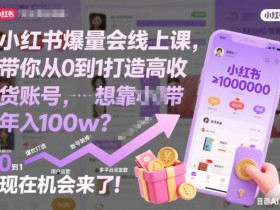 小红书爆量会线上课，带你从0到1打造高收益带货账号，想靠小红书带货年入100w？现在机会来了！