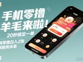 手机零撸薅羊毛来啦！20秒搞定一单，纯零撸日入2张，做就有米拿【揭秘】
