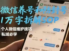 微信养号和防封号1万字拆解SOP，个人微信维护技巧，私域必学【文档】