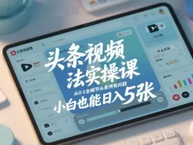 头条视频玩法实操课，从0-1全细节头条所有问题，小白也能日入5张