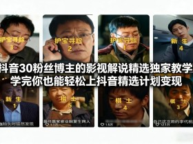 抖音30万粉丝博主的影视解说精选独家教学，学完你也能轻松上抖音精选计划变现
