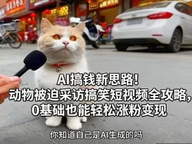AI搞钱新思路！动物被迫采访搞笑短视频全攻略，0基础也能轻松涨粉变现