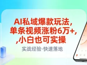 AI私域爆款玩法，单条视频涨粉6W+，小白也可实操