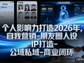 个人影响力打造2026年,自我营销-朋友圈人设-IP打造-公域私域-商业闭环