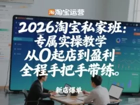 2026淘宝私家班：专属实操教学，从0起店到盈利，全程手把手带练