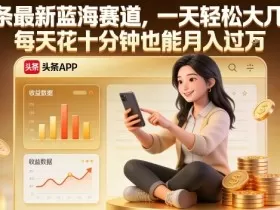 头条最新蓝海赛道，一天轻松大几张，每天花十分钟也能月入过1W【揭秘】