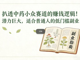 扒透中药小众赛道的賺米逻辑,潜力巨大,适合普通人的低门槛副业