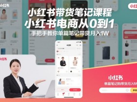 小红书带货笔记课程，小红书电商从0到1，手把手教你单篇笔记带货月入1W