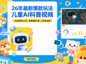 26年最新爆款玩法，儿童AI科普视频，小白请轻松上手，条条爆款内容，全流程实操