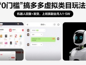 0门槛搞多多虚拟类目玩法！机器人回复+发货，上班族副业月入1-5W【揭秘】