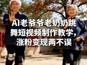 AI老爷爷老奶奶跳舞短视频制作教学，涨粉变现两不误