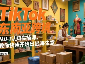 TikTok东南亚跨境从0-1认知实操课,教你快速开始出海生意