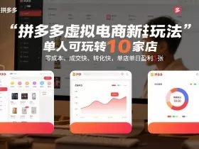 拼多多虚拟电商新玩法，单人可玩转10家店，零成本、成交快、转化快，单店单日盈利3张【揭秘】