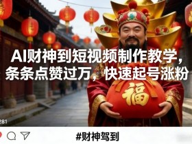 AI财神到短视频制作教学，条条点赞过万，快速起号涨粉