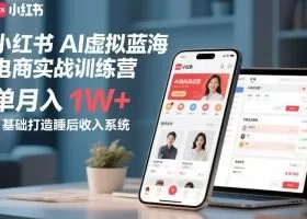 小红书AI虚拟蓝海电商实战训练营，单月入1W+，0基础打造睡后收入系统