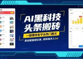 AI黑科技头条搬砖，一键爆改各平台热门图文，原创度直接拉满，矩阵搞月入2W【揭秘】
