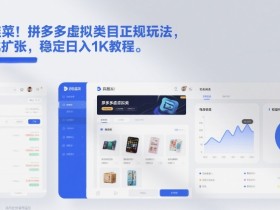 不割韭菜！拼多多虚拟类目正规玩法，矩阵化扩张，稳定日入1K教程【揭秘】