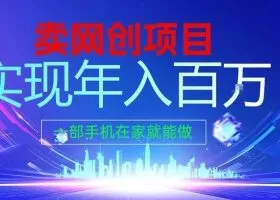 2026年通过“卖项目”实现年入100个W，一部手机在家就能做，2026轻创业首选【揭秘】