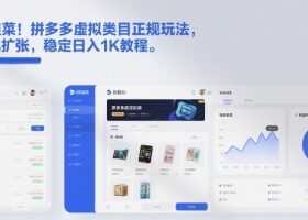 不割韭菜！拼多多虚拟类目正规玩法，矩阵化扩张，稳定日入1K教程【揭秘】