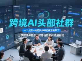 跨境AI头部社群，一个人顶一支团队的时代真正的开始了，分享跨境AI前沿，可落地的实战经验
