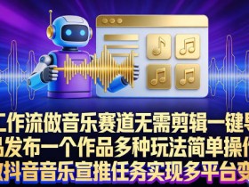 AI工作流做音乐赛道，无需剪辑，一键导出作品发布，一个作品多种玩法，简单操作即可做抖音音乐宣推任务