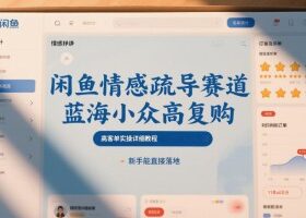 闲鱼情感疏导赛道，蓝海小众高复购，高客单实操详细教程，新手能直接落地