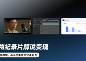 人物纪录片解说变现，全流程教学，新手也能独立快速起号