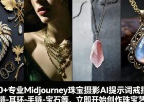 460+专业Midjourney珠宝摄影AI提示词戒指,项链-耳环-手链-宝石等,立即开始创作珠宝艺术