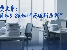 付费文章：月入5-8k如何突破斩杀线