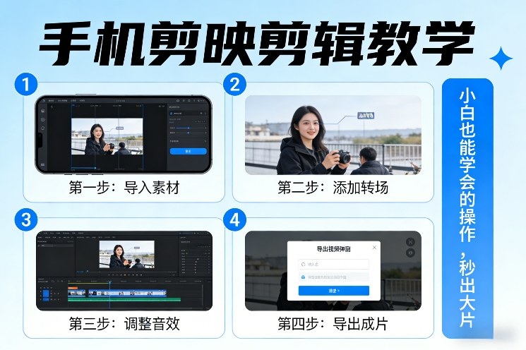 手机剪映剪辑教学,小白也能学会的操作,秒出大片