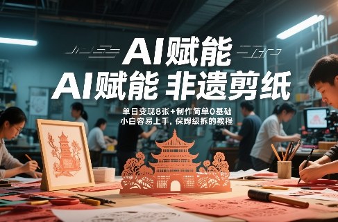 AI赋能非遗剪纸,地标性建筑爆款视频,单日变现8张+制作简单0基础,小白容易上手,保姆级拆解教程