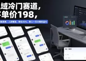 私域冷门赛道，客单价198，引流模板简单，人群精准，转化45%，单人一天大概收益1k
