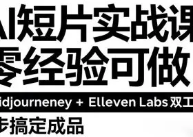 AI短片实战课：零经验可做，Midjourney+ElevenLabs双工具，3步搞定成品