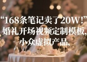 168条笔记卖了20W！婚礼开场视频定制模板，小众虚拟产品