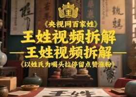 央视网百家姓–王姓视频拆解，以姓氏为噱头拉停留点赞涨粉
