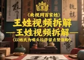 央视网百家姓–王姓视频拆解，以姓氏为噱头拉停留点赞涨粉