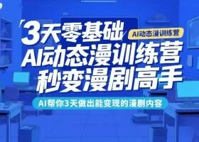 3天零基础AI动态漫训练营，秒变漫剧高手，AI帮你3天做出能变现的漫剧内容