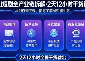 AI短剧全产业链拆解，2天12小时全程干货输出，彻底的了解AI短剧是一门什么生意
