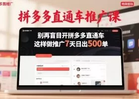 拼多多直通车推广课，别再盲目开拼多多直通车，这样做推广7天日出500单