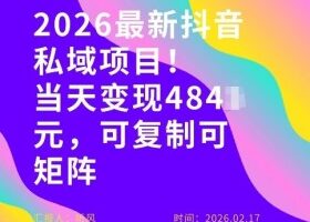 26年最新抖音私域玩法，当天变现4张+，可复制可粘贴，新手小白可做