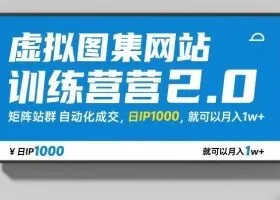 虚拟图集网站训练营2.0,矩阵站群自动化成交,日IP1000,就可以月入1w+