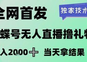 2026最新蝴蝶号无人直播掘金，独家技术，全网首发小白做了一个月收益3W，长期稳定可做【揭秘】
