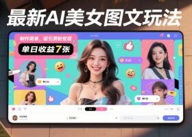 最新AI美女图文玩法，制作简单，吸引男粉变现，单天收益7张